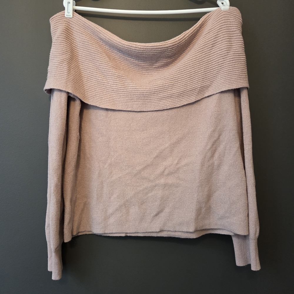 Nordstrom Leith Women's Sweater Off The Shoulder Long Sleeve Size 1X Light‎ Pink - Picture 3 of 7
